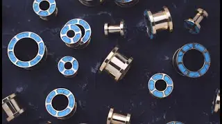 Gold PVD Tunnels Howlite Turquoise Rim (2G - 5/8