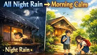 Whole Night Rain 🌧️ Then Calm Morning | Relaxing Anime Ambience