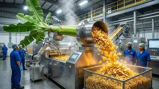 Inside The Banana Stem Food Factory | Making Chips & Soup | Amazing Automatic Process