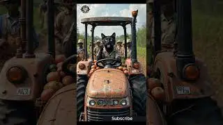 Cat on a Mission: Driving a Tractor Full of Apples While Chatting on the Phone! #shorts #short #cat