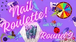 Маникюр-рулетка с помадой Miss Te Round 9 Violet XXL + стемпинг с насекомыми и акварелью