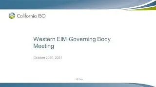 Oct 20, 2021 - Western EIM Governing Body Meeting