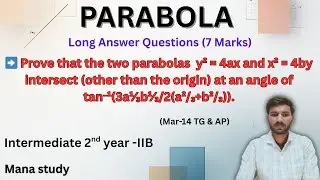 Intersection of Parabolas | Angle Between Parabolas Proof | Intermediate 2nd Year Maths | Mana Study