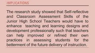 SELF-RELFLECTIVE TENDENCIES AND CLASSROOM ASSESSMENT SKILLS OF JUNIOR HIGH SCHOOL TEACHERS