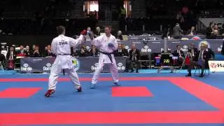 Sweden vs Latvia. Male Team Kumite Eliminatories. 49th European Karate Championships