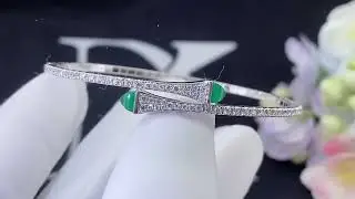 daikun jewelry marli cleo diamond slim slip on bracelet in white gold green chalcedony cleo b1