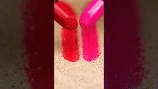 Pink & Red Lipstick Sand Swipe ASMR 🌺✨ Crunchy + Creamy Texture Sounds #asmr #oddlysatisfying #relax