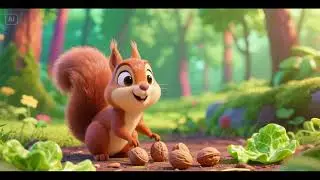 Squirrel Counts Five Nuts and Lettuce Leaves 🐿️🥜🥬 | Kids Song & Nursery Rhyme | Counting Fun