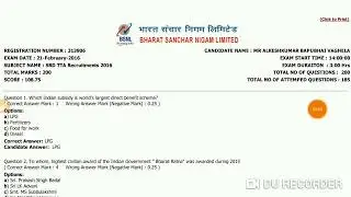 BSNL SRD TTA 2016 question paper with answers