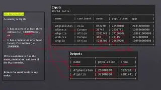 #День 44 | Вопросы для собеседования по SQL | #leetcode #sql 595. Большие страны | #хинди