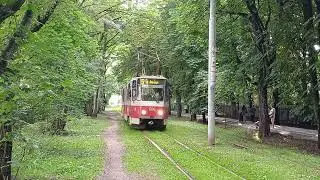 По траве на Трамвае Tatra KT4 - 606 в Калининграде