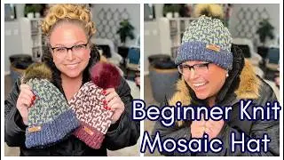 Mosaic Knit Hat - Free Pattern and Video Tutorial || First Fall Weekends Make-Along