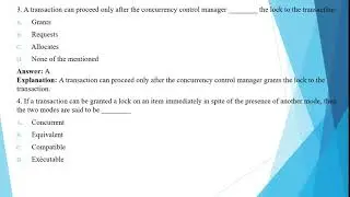 MCQ on Concurrency Control and Recovery System in RDBMS