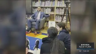 CBS2's Elijah Westbrook speaks to students at P.S. 28 for career week