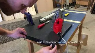 Montering af kantb&aring;nd p&aring; laminatplade