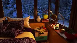 Олени возле уютного зимнего домика | Метель для сна, отдыха