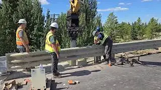 Excavator Driving Steel Guardrail - Vibe Drive MX Puma vibrating post & pile driver