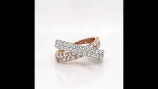 18Kt Rose and White Gold Diamond Criss cross Ring.