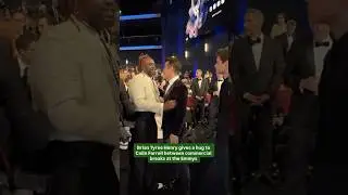 Brian Tyree Henry Gives a Hug to Colin Farrell Between Commercial Breaks at the #Emmys