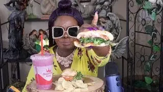 Caprese Café Sandwich ASMR (Vegetarian) Garlic Chips  | Greek Yogurt Smoothie