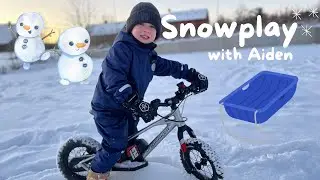 Snow playtime with Aiden (Basic kids play)