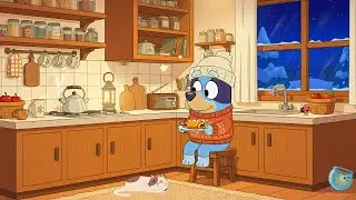 Bluey's Cozy Kitchen Night ❄️☕️ Winter Lofi Beats for Study & Relax 🌙 Gentle Melodies