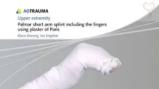 Short arm splint including the fingers plaster of paris