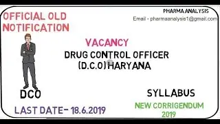 DRUG CONTROL OFFICER VACANCY HARYANA 2019