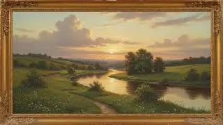 Golden Autumn Riverside 🍁 | Vintage Gold Frame | 4K Framed TV Art Screensaver &ndash; 1 Hour