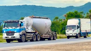K Cement Trucks Trailer and Kuner Truck Company Driver On The Road, Heavyvehicle Dump Truck Driving
