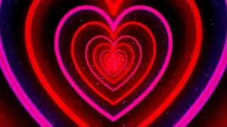 Heart Background | Red Pink Neon Lights Heart Tunnel with Flying Particles Video for Relaxation