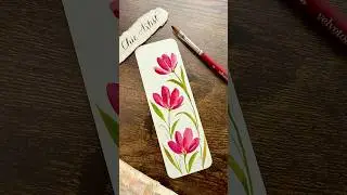 Cute watercolor floral bookmark painting tutorial #aquarelleart #satisfying #watercolortutorial #art