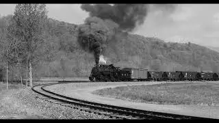 EBT Steam rounding a curve  4K B&W