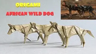 How to make origami African wild dog (Lycaon pictus), step by step tutorial