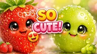 Cute Fruit Video for Kids 🍓 Strawberry & Grape with Sparkly Eyes | Relaxing & Fun