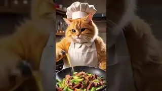 Chef Whiskers in Action! 🍳 #CatChef 🐾 #FunnyCat 😹 #CookingCat 🍲 #ChefWhisker