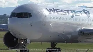 WestJet 767-338ER [C-FWAD] Close Up Taxi and Takeoff from Calgary Airport ᴴᴰ