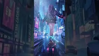 Cyberpunk Anime Girl on a Skateboard | Futuristic Neon City Aesthetic #cyberpunk #animegirl #neon