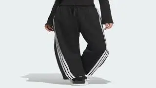 Adidas Women's Black Wide - Leg Track Pants, Drawstring Waist, 3 - Stripe Design, for Casual & Sport