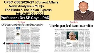 Daily Current Affairs MCQs & News Analysis | 09 JANUARY , 2026 |#upsc  #ias  #currentaffairs