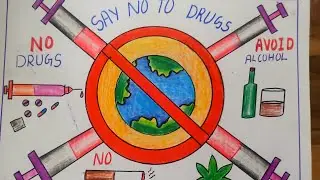 International day againts Drugs abuse poster day drawing/ Say no to drugs poster/No smoking drawing