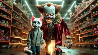 Kitten Trapped in a Haunted Toy Factory Full of Evil toys #ai #cat #horror #kitten#cartoon#animation