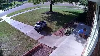 Little Boy Caught on Surveillance Stealing Neighbor&rsquo;s Package In Toy Truck