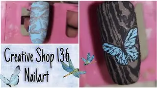 nail set using creative shop 136 stamping plate and swatches.