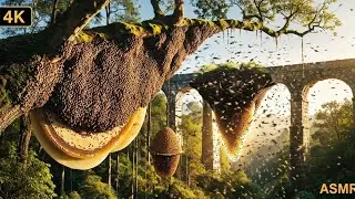 Honey Haven: Soothing ASMR of Bees Creating Their Hive