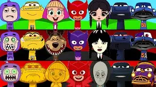 Incredibox Sprunki OC Phase 1 to Phase 3 Owlette (PJ Masks), Jackson Storm, Wednesday, Cruz Ramirez