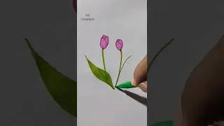 How to draw tulip flowers#shorts #beautiful #satisfying #floral