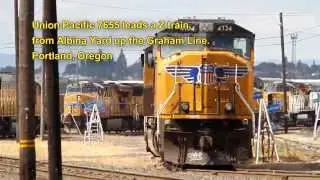 UP 7655 leads a Z train from Albina Yard up the Graham Line - Portland, Oregon