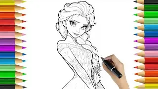Elsa Drawing & Coloring and Painting For Kids & Toddlers // Elsa Coloring Page for Kids & Toddlers