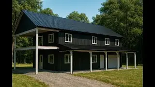 Luxury 40 x 60 Gable Roof Barndominium Kit [With Porch and Lean-To]